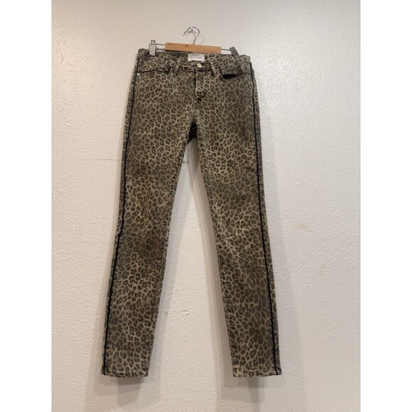 FRAME Animal Print LE SKINNY DE JEANNE Jeans in SAND LEOPARD Size 27 - Picture 1 of 5